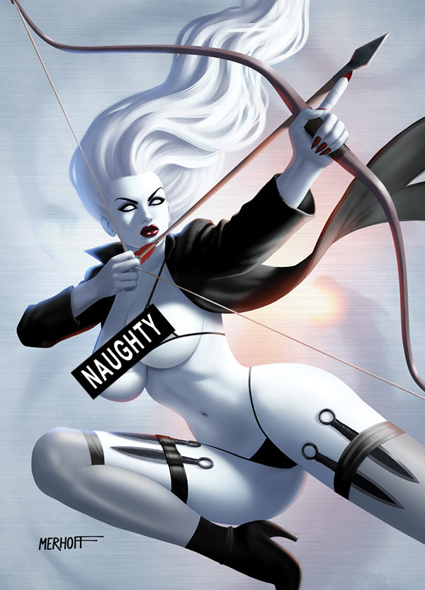 Lady Death: Naughty Bow & Arrow Metallicard (Mockup)