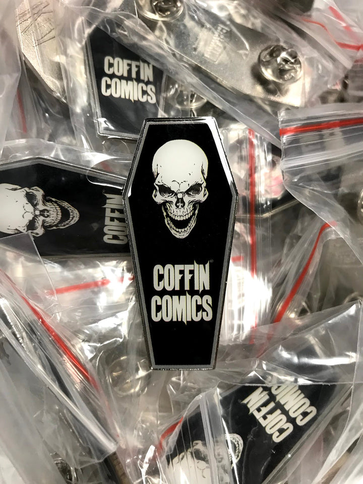 Coffin Comics 2" Logo Pin