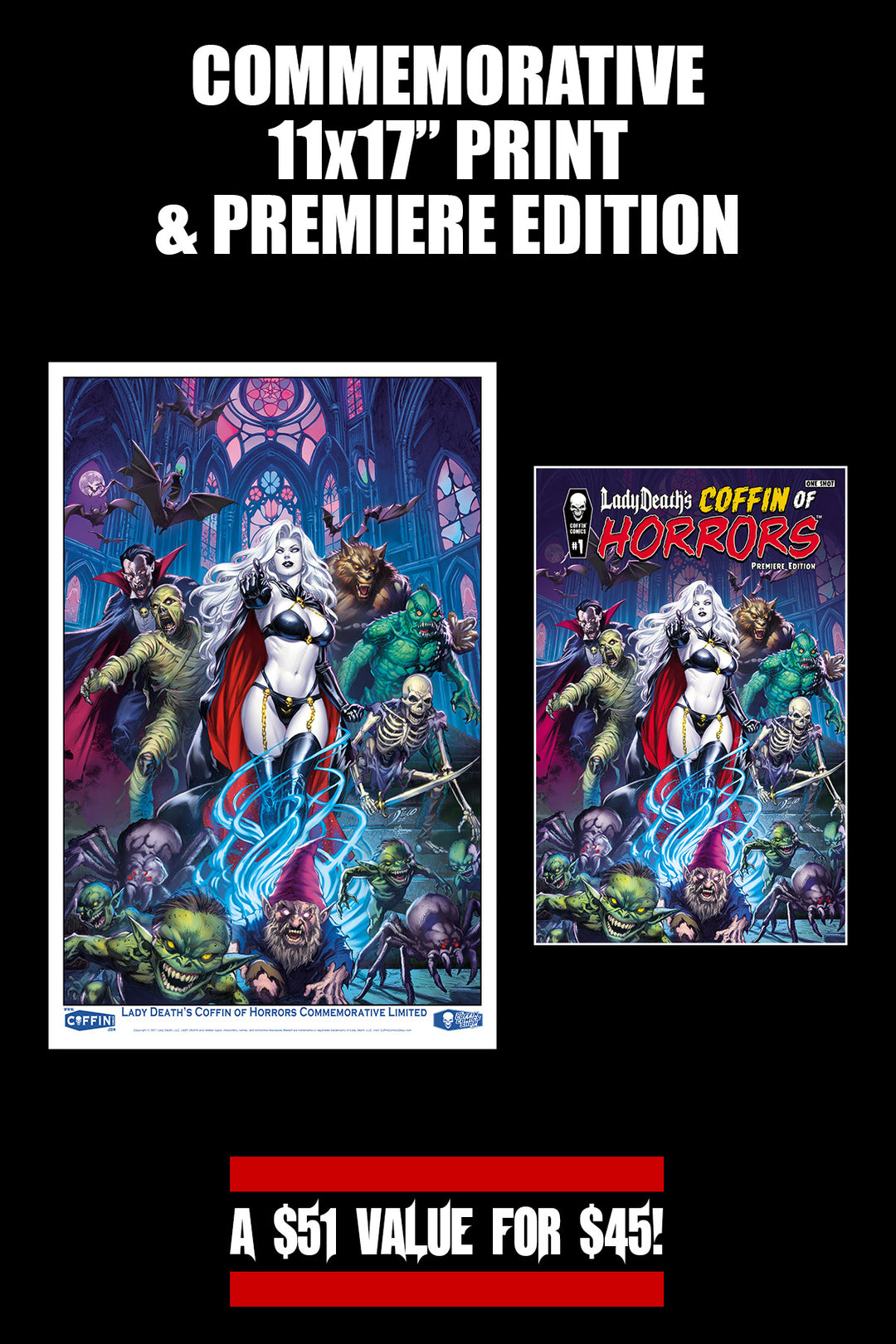 Lady Death's Coffin of Horrors - Commemorative Print + Premiere Edition Bundle