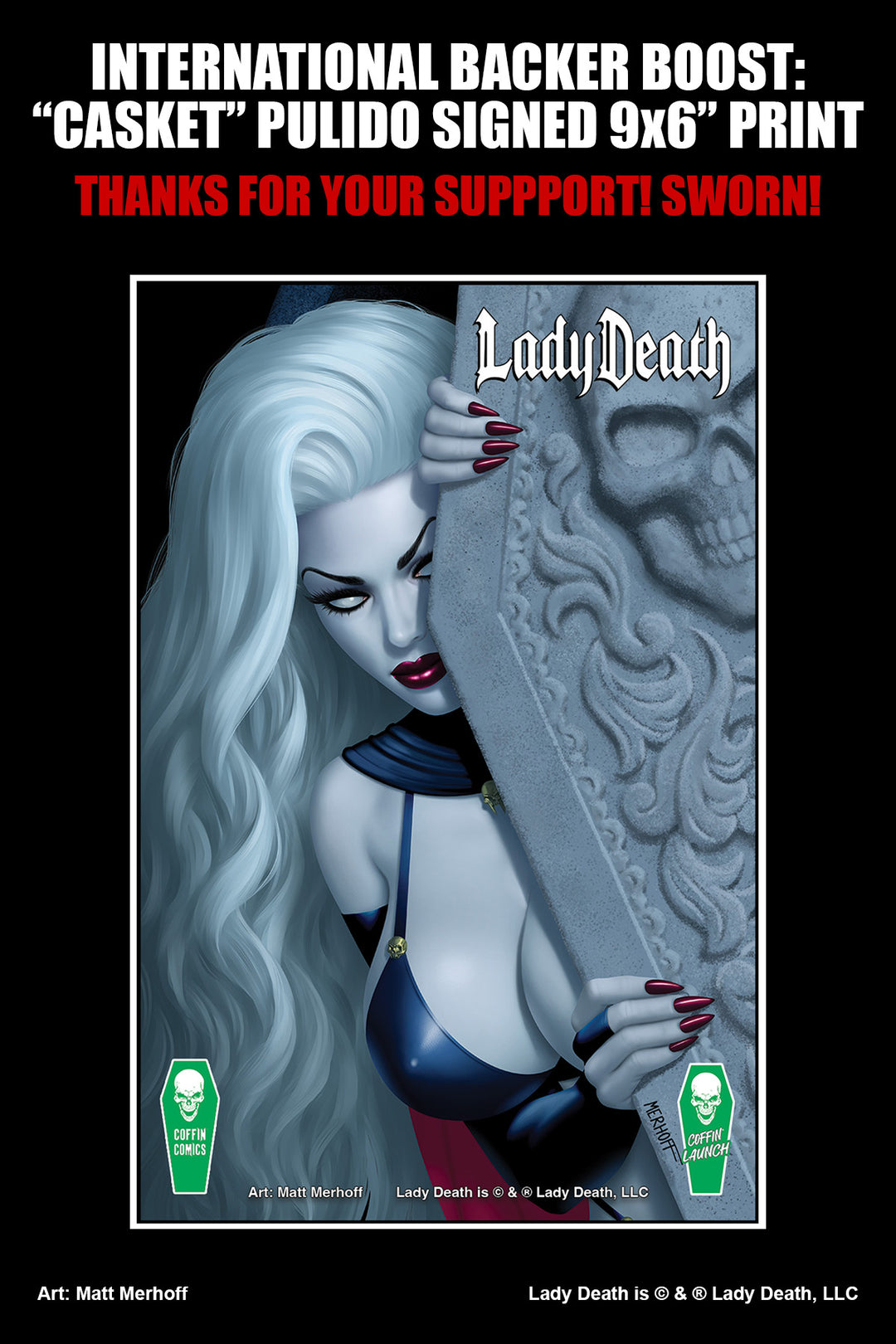 Lady Death's Coffin of Horrors - International Backer Boost 9x6" Print