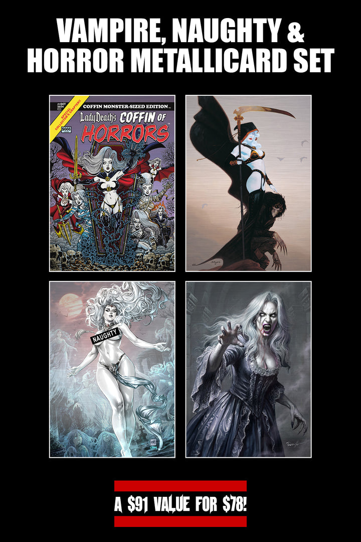 Lady Death's Coffin of Horrors - Vampire, Naughty & Horror Metallicard Set