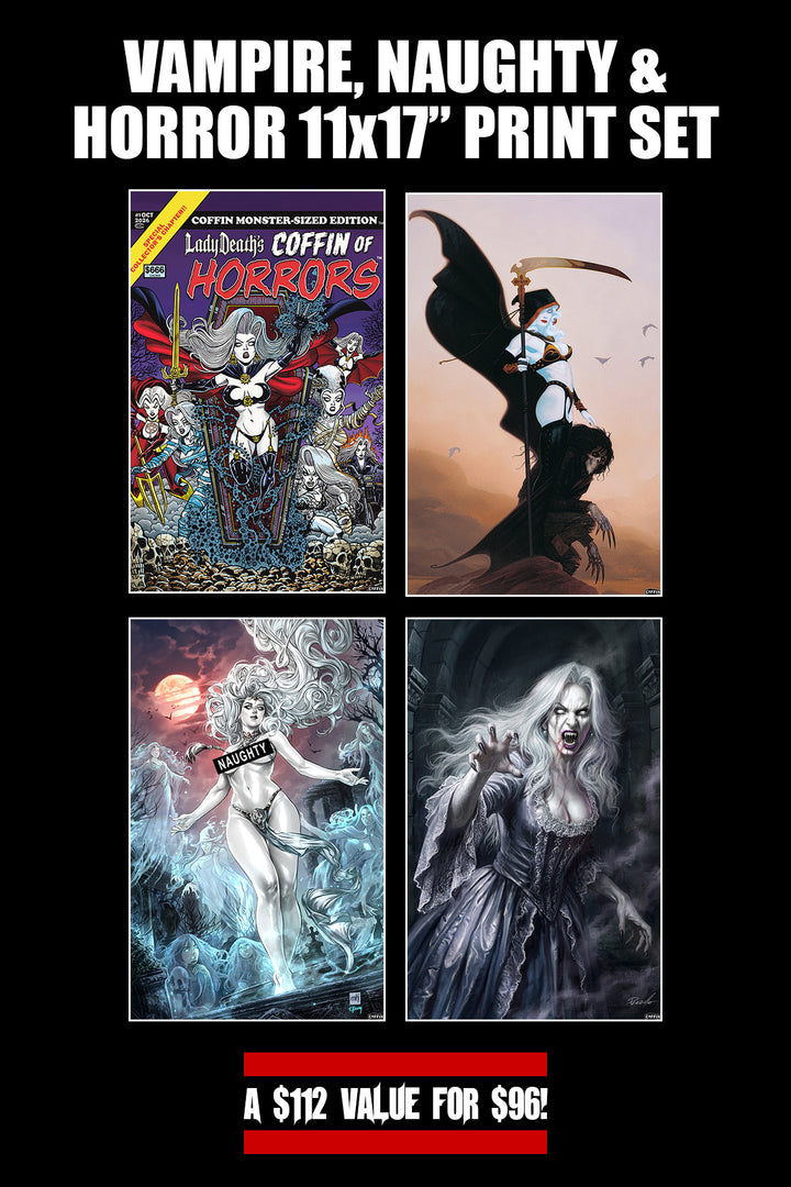 Lady Death's Coffin of Horrors - Vampire, Naughty & Horror 11x17" Print Set