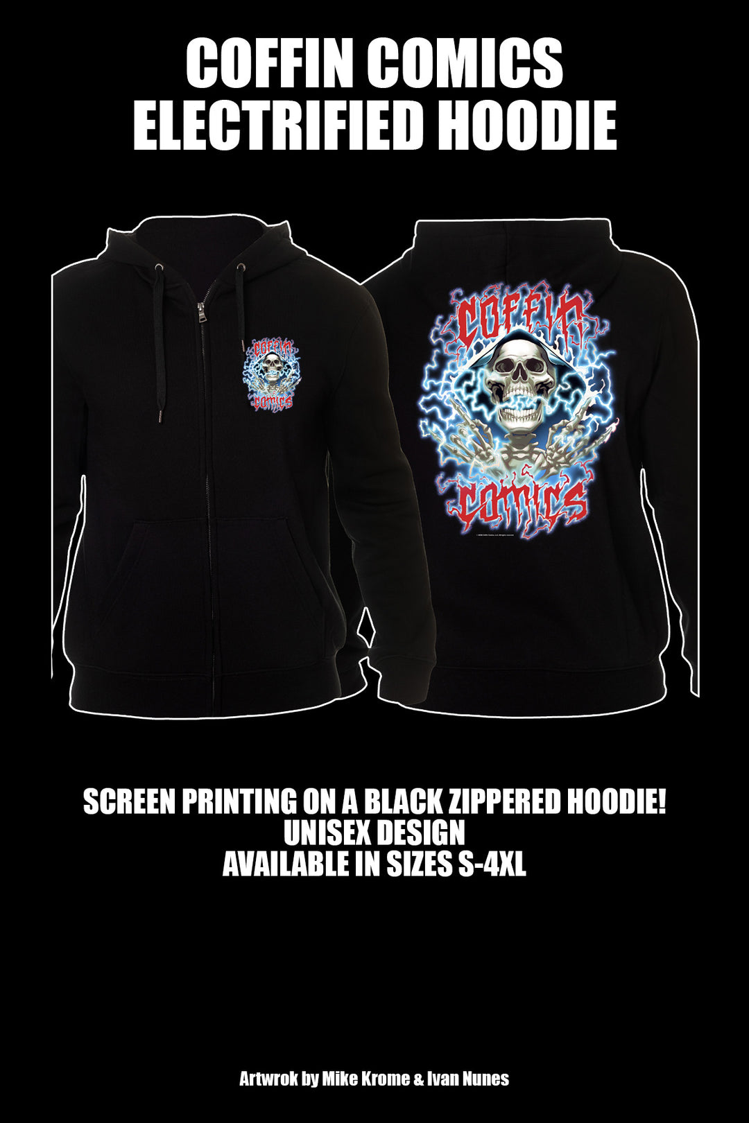 Coffin Comics: Electrified Zippered Hoodie