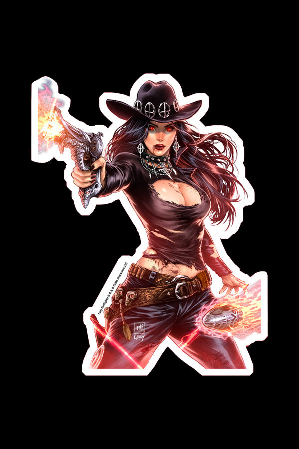 Lady Gunfighter: Mystic Battle Damaged 8" Die Cut Sticker