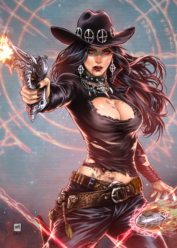 Lady Gunfighter: Mystic Battle Damaged Metallicard (Mockup)